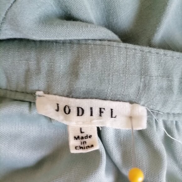 Jodifl Sage Green Ruffle Round Neck Hi Low Hem Tiered Fit & Flare Dress Size L - Picture 3 of 5